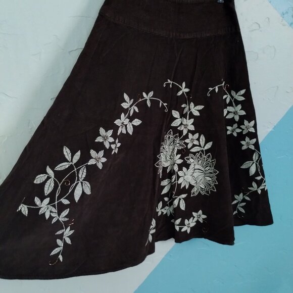 Talbots Brown Beaded Corduroy Skirt - Picture 7 of 12